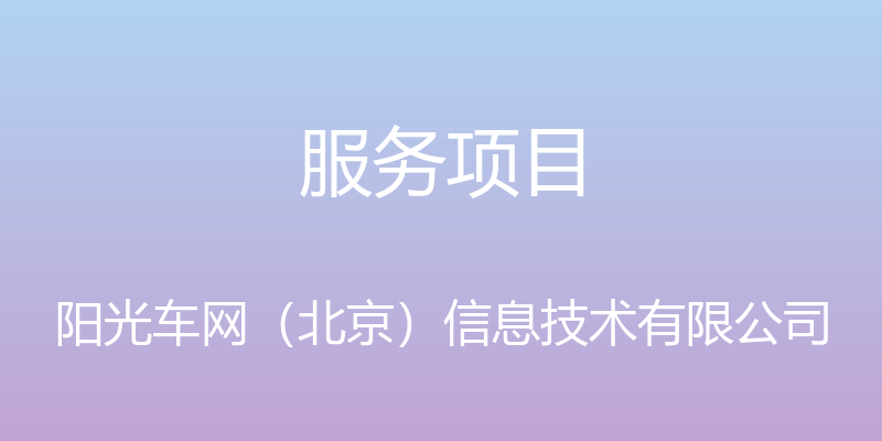 服务项目 - 阳光车网（北京）信息技术有限公司