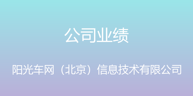 公司业绩 - 阳光车网（北京）信息技术有限公司